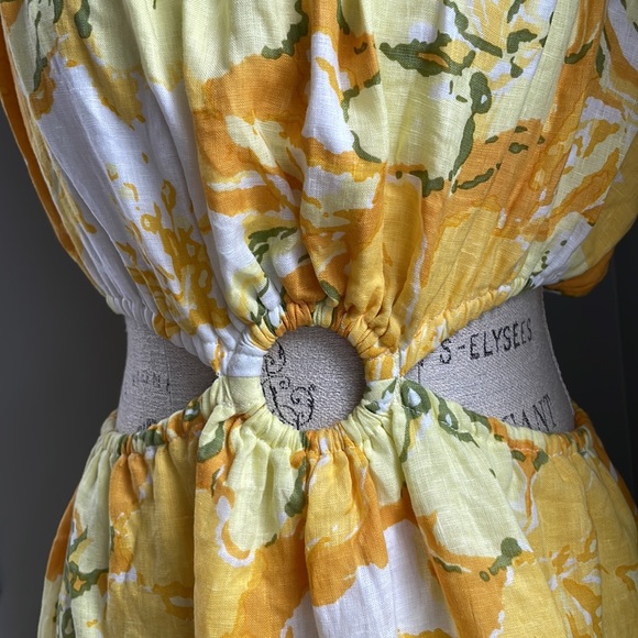 Faithful The Brand NWT El Rio Cut-Out Yellow Floral Linen Maxi Dress 10 - Picture 13 of 14